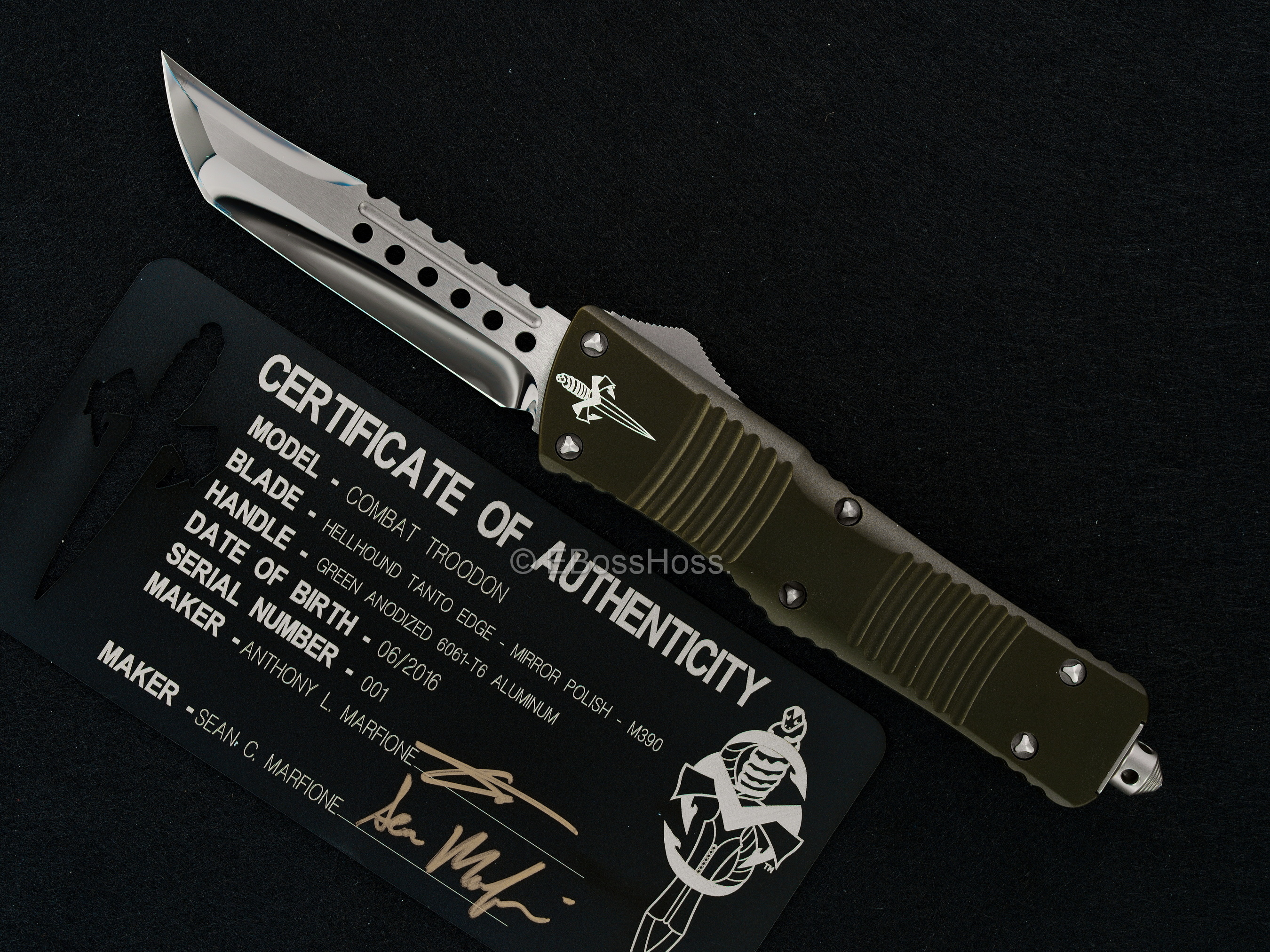 Marfione Custom Combat Troodon - Hellhound- Tanto-grind  #001