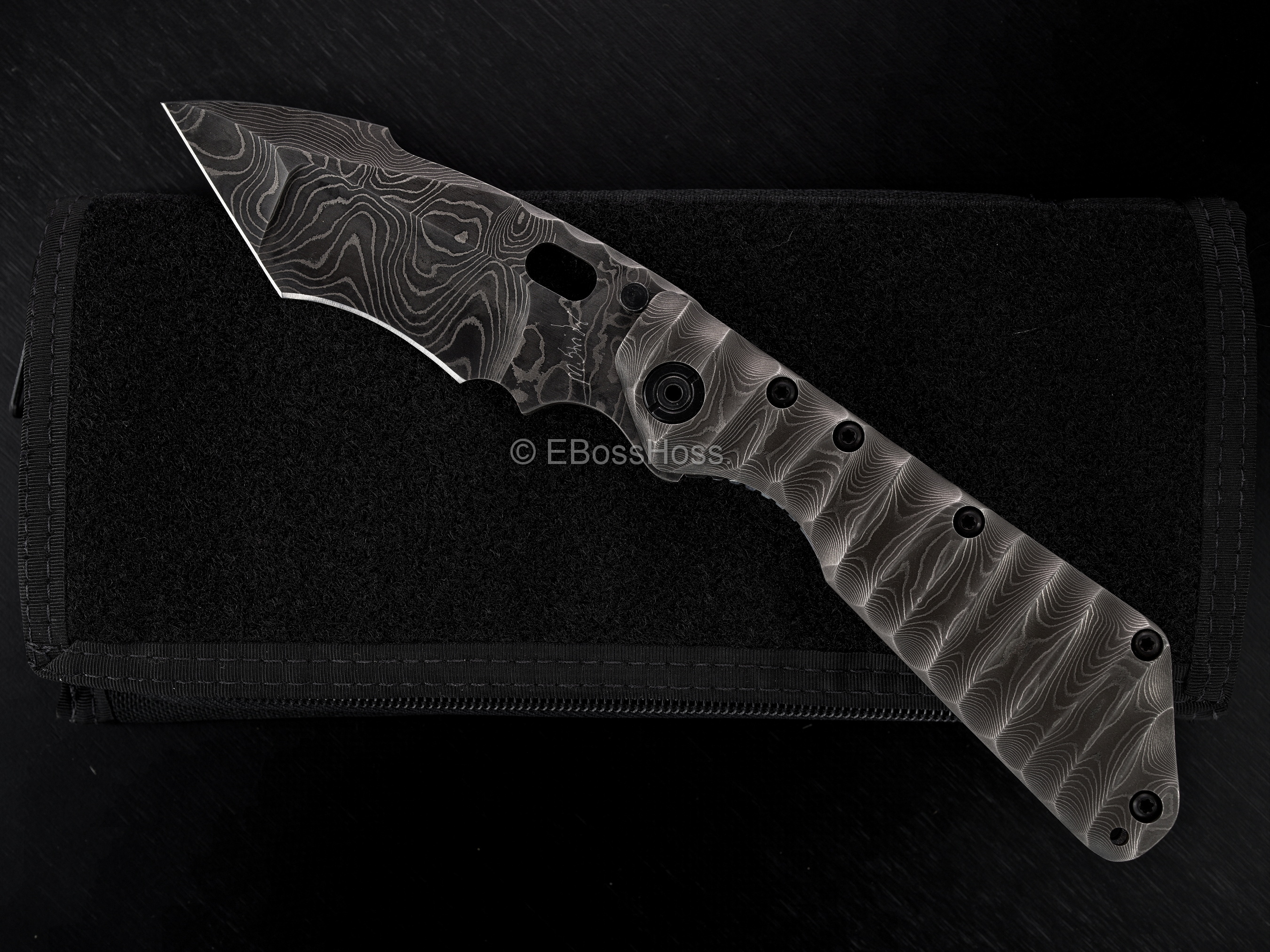 Mick Strider Custom (MSC) Damascus XL Nightmare Sharkfin Recurve Tanto