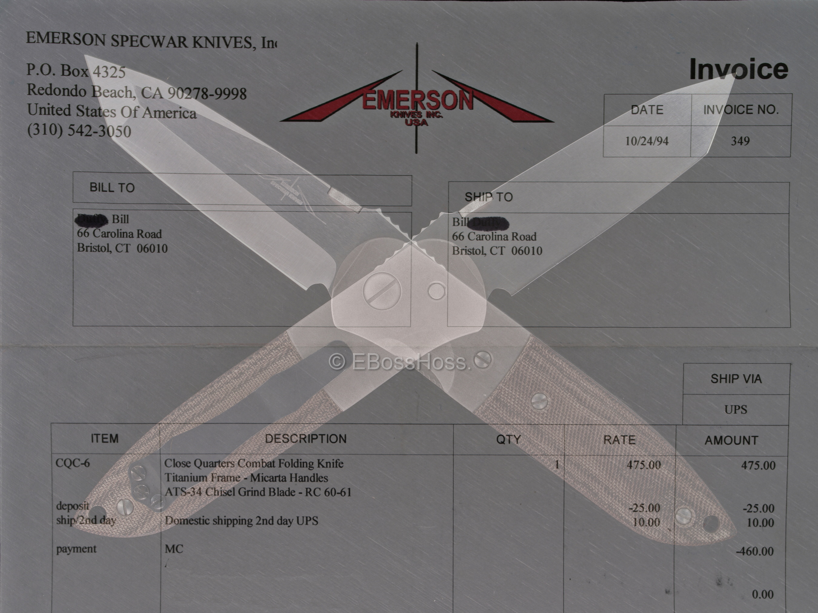 Ernest Emerson Custom Threaded-bolster Garage CQC-6