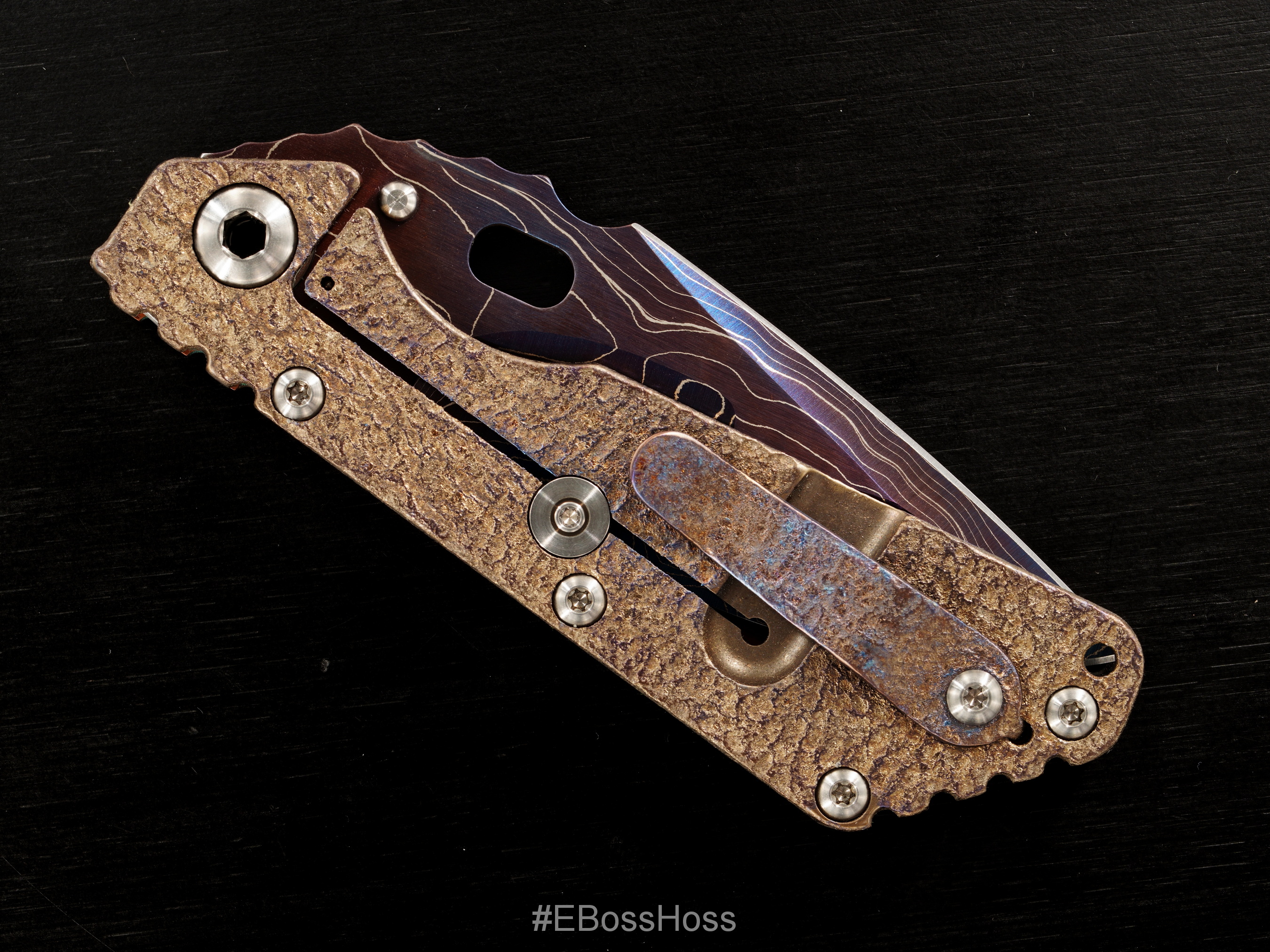 Mick Strider Custom (MSC) Copper Cobalt San-Mai Damascus Nightmare SMF