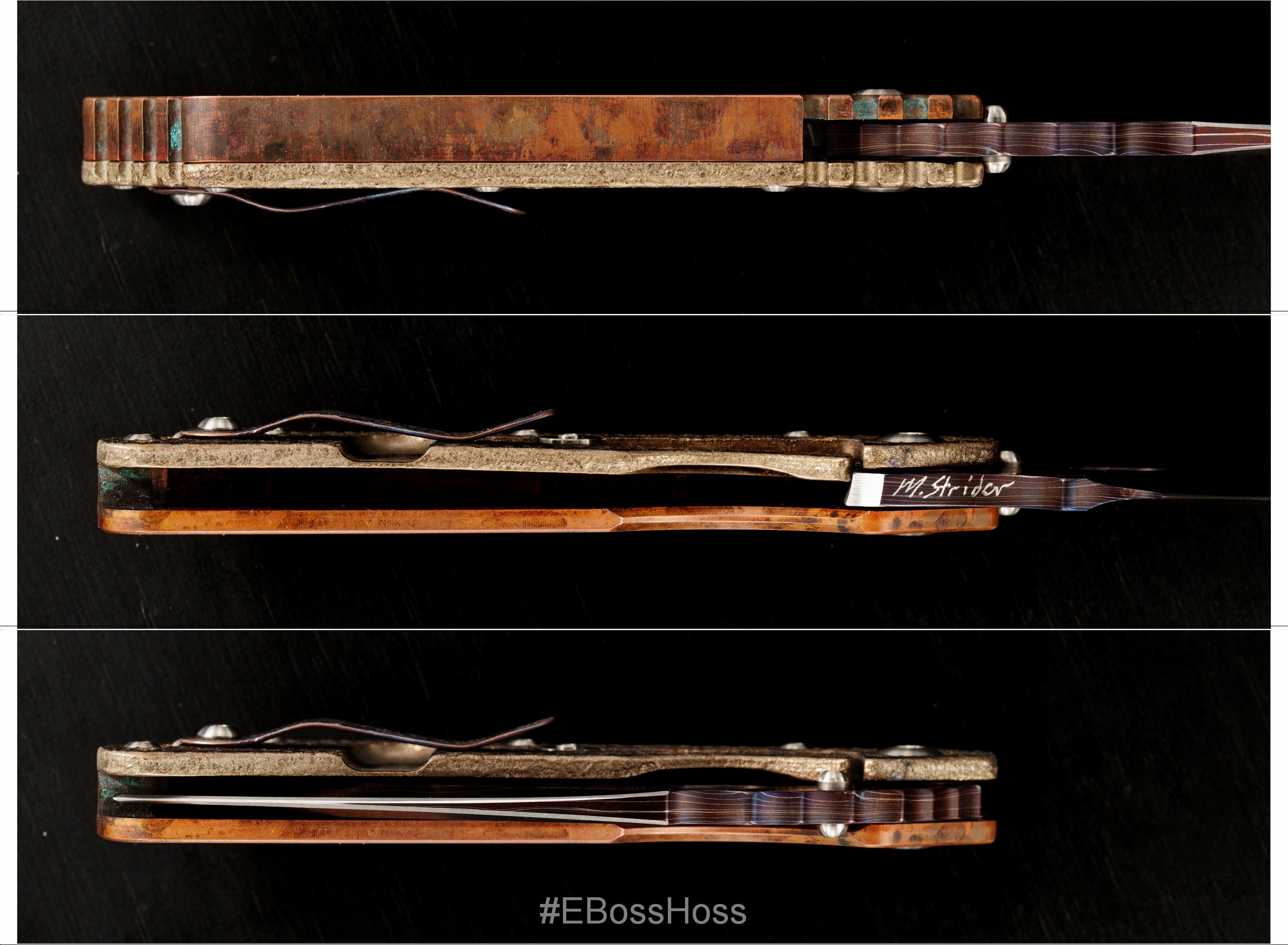 Mick Strider Custom (MSC) Copper Cobalt San-Mai Damascus Nightmare SMF