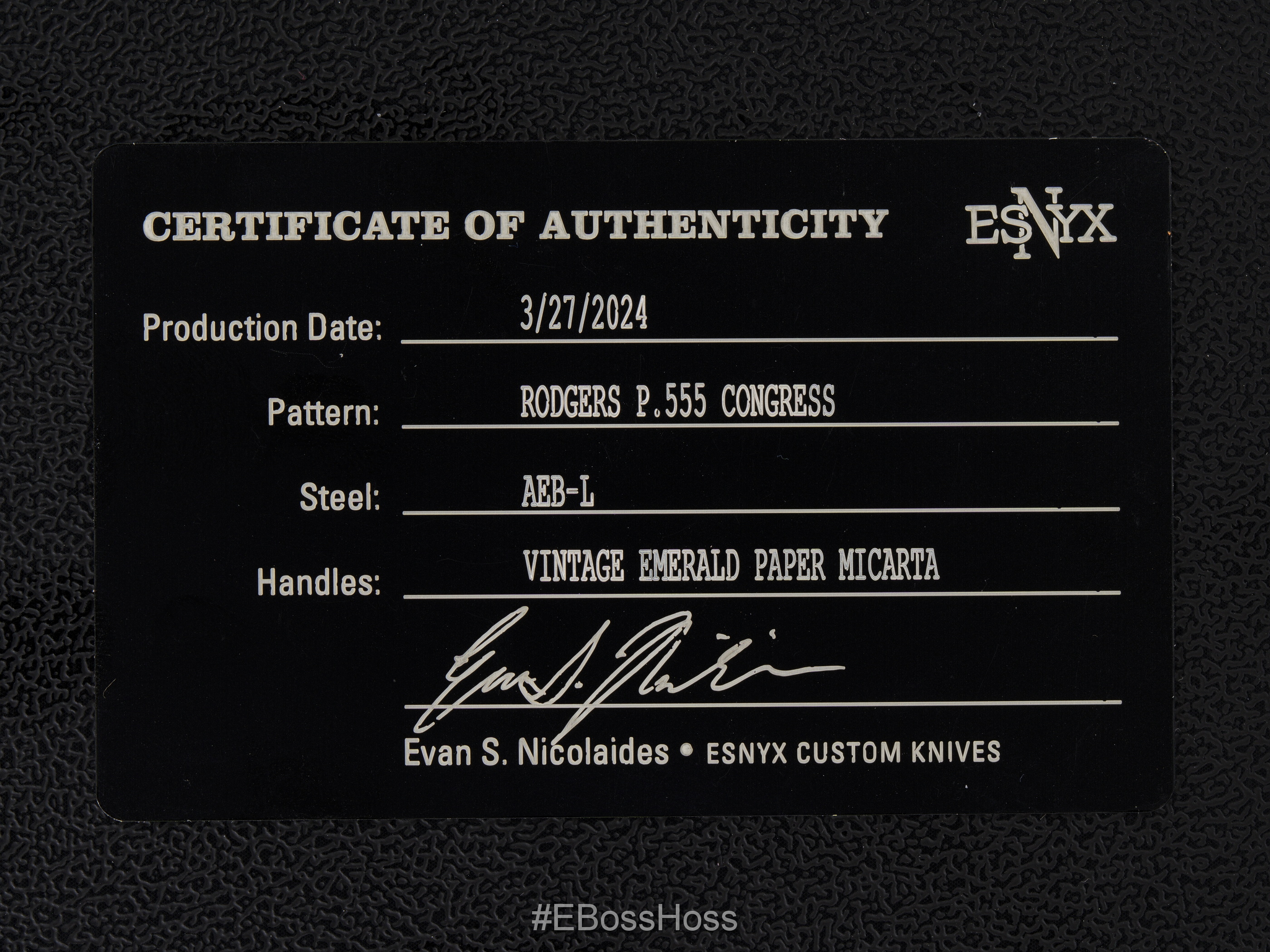 Esnyx Custom Knives Custom Rodgers P.555 Congress by Evan Nicolaides