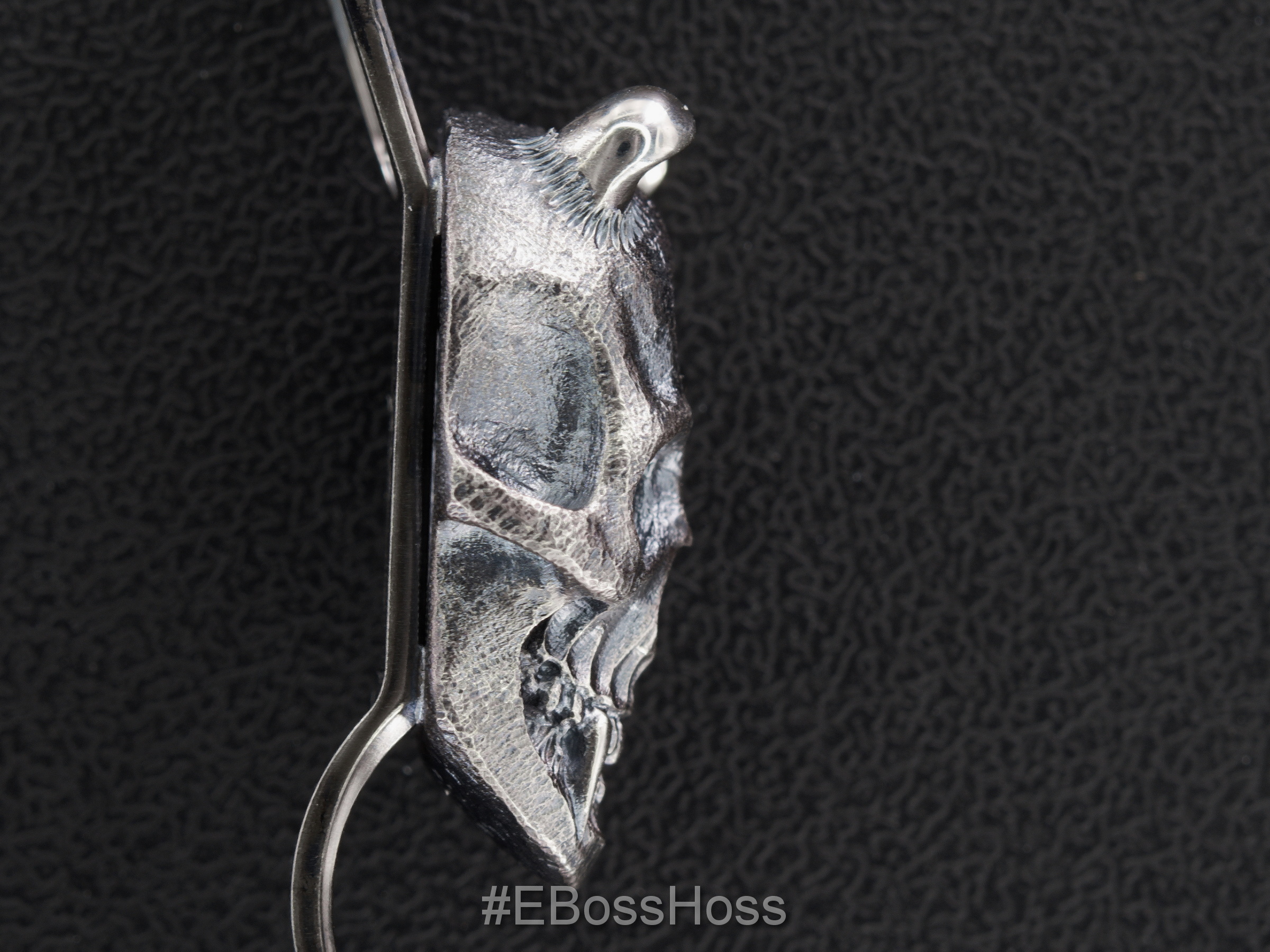 Steel Flame Sterling Silver Hard Hannya 3-Hole Knife Pocket Clip