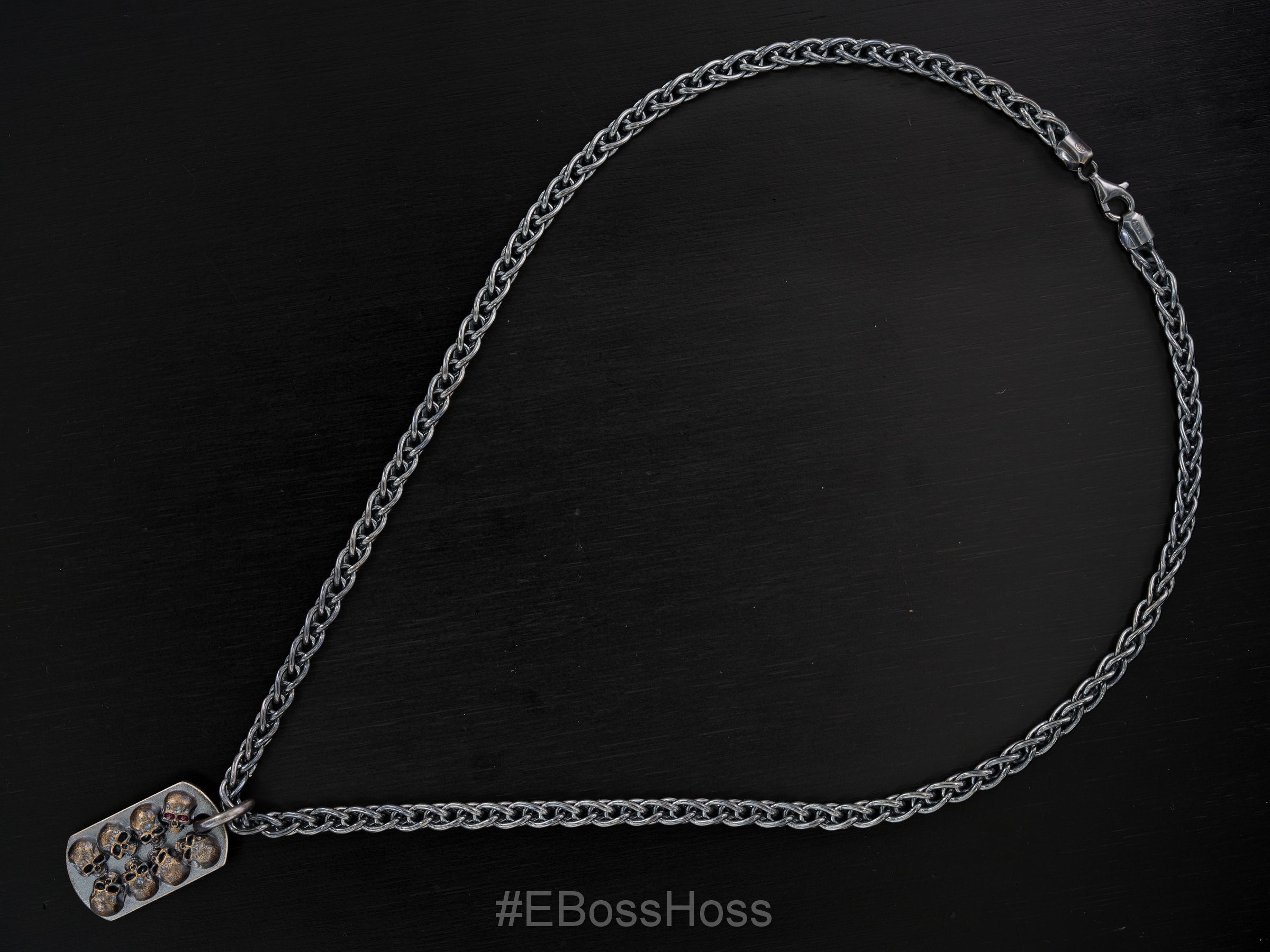 Derrick Obatake - ONE - Custom Vigilant Sterling Silver Pile of Skulls - Talon Necklace