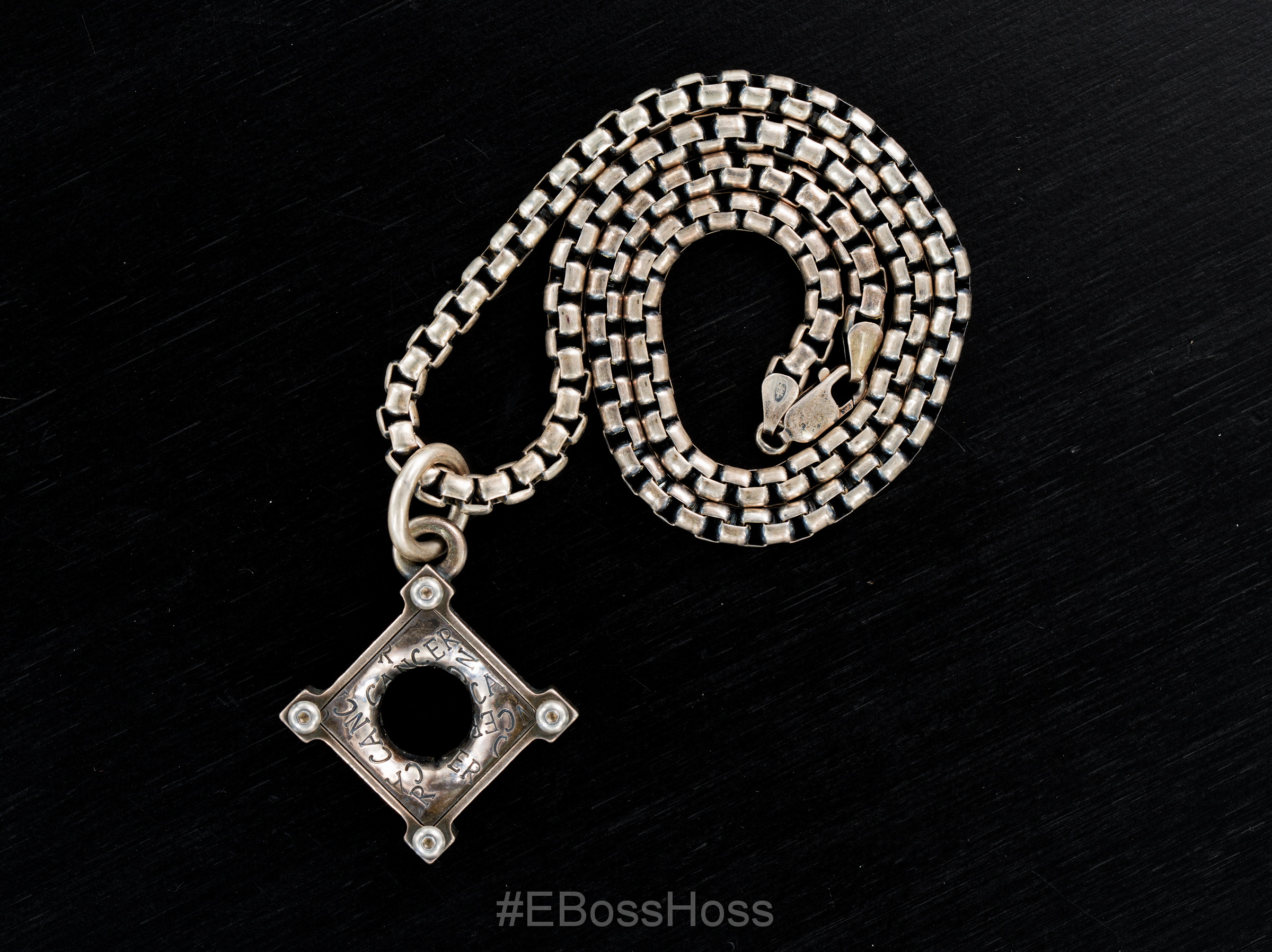 Vintage Steel Flame Sterling Custom Cancer Killbox / 20'' KB "925" Chain by Derrick Obatake