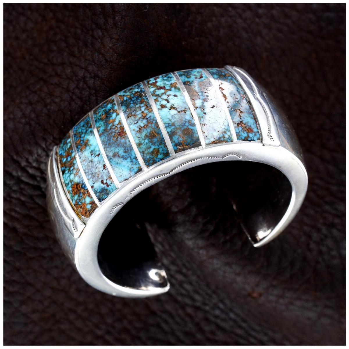 Mary Morgan Bisbee-Turquoise & Sterling-Silver Woman's Navajo Cuff Bracelet