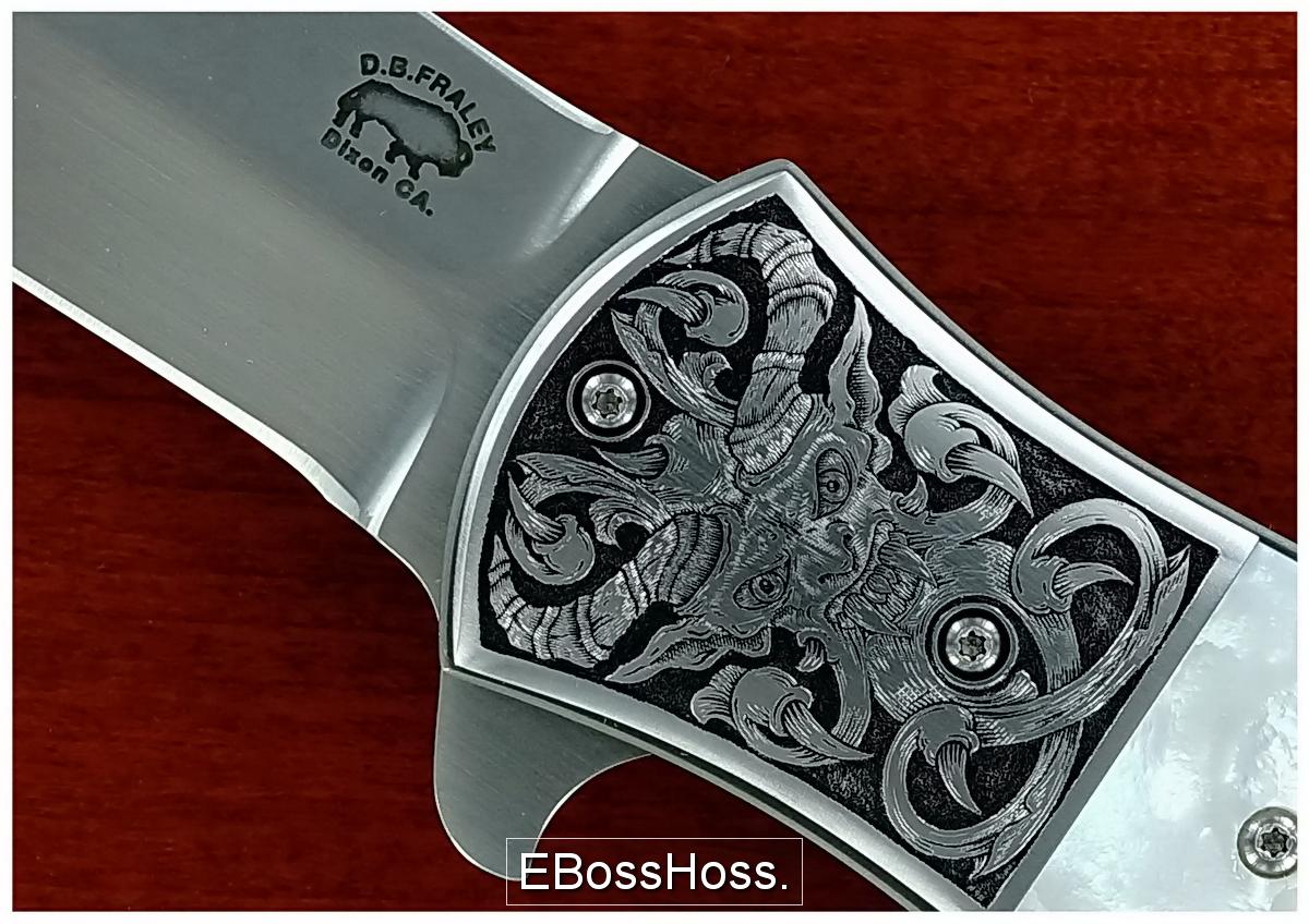 D.B. Fraley Double-Bolstered Dagger Flipper; Masterfully Engraved by Tom Ferry